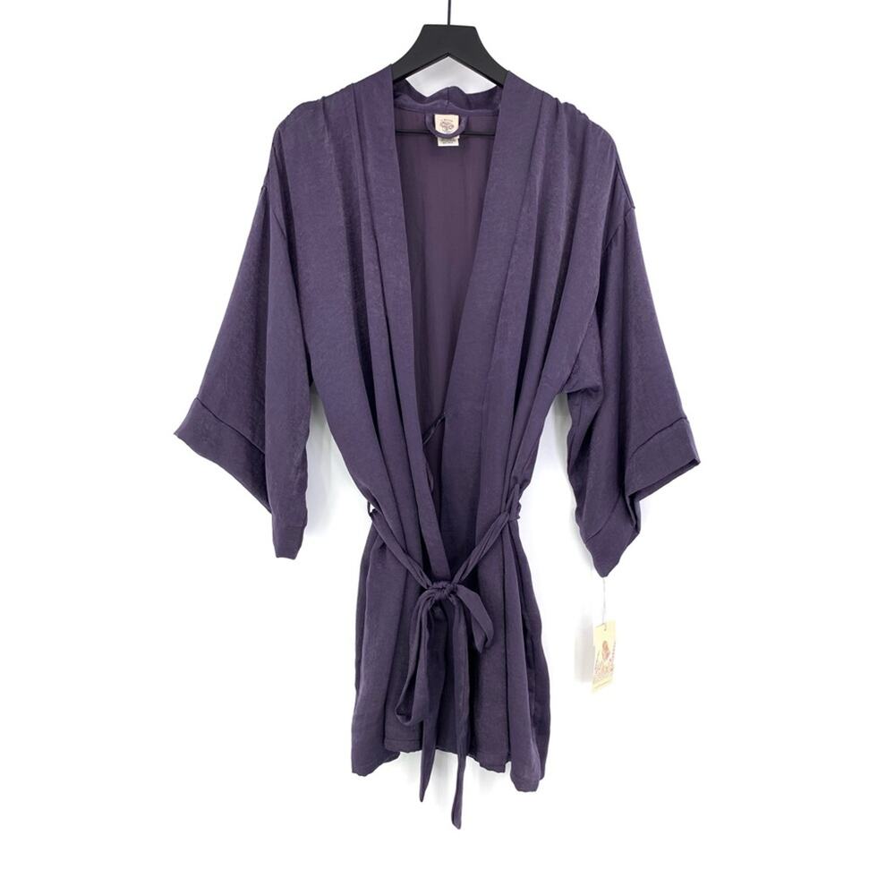 NWT IN BLOOM By Jonquil Satin Robe Purple M/L